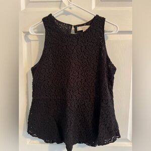 LOFT Black Floral Lace Blouse
